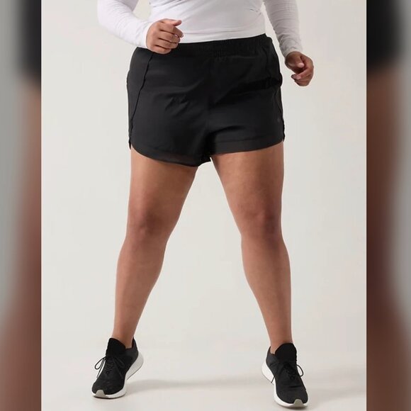 Athleta NEW Mesh Racer Run Short in Black 4" Inseam Women's Plus size 3x - Picture 1 of 9